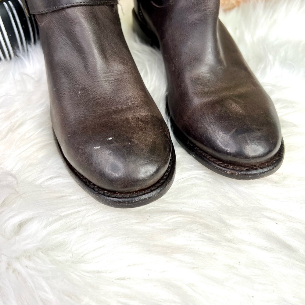 SONORA Quiet Luxury Equestrian Distressed Brown Leather Riding Boots, 6B - Picture 13 of 14